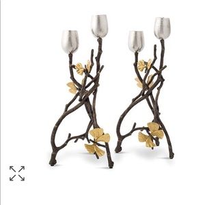 Elegant Silver and Gold Candle Holders